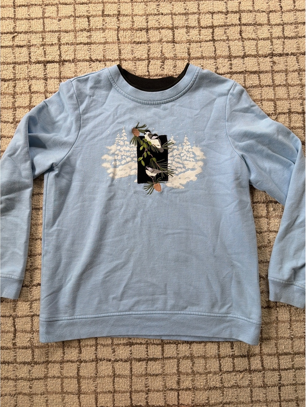 Womens Breckenridge Grandma grannycore winter Christmas tree and bird sweatshirt